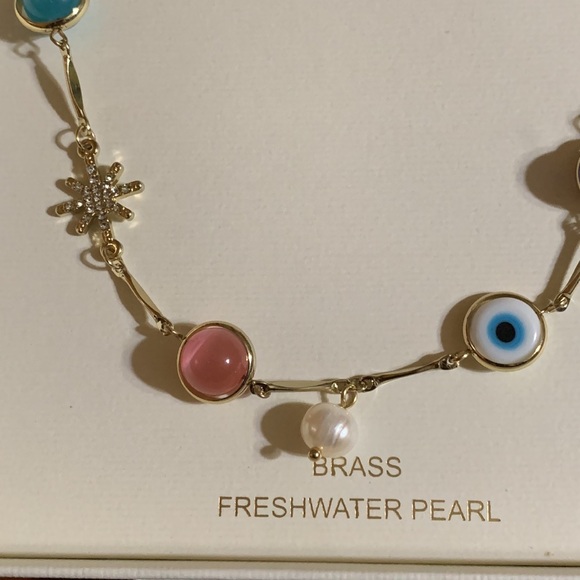 C & C CALIFORNIA: BRASS FRESHWATER PEARL NECKLACE WITH EARRINGS 🆕 - Picture 4 of 9